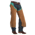 Rockin` Y Saddlery Cream Roughout with Teal Border Arizona Chinks