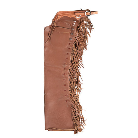 Nrs-K Bar J Leather Company Whiskey Smooth Out Tie Front Puncher Chaps