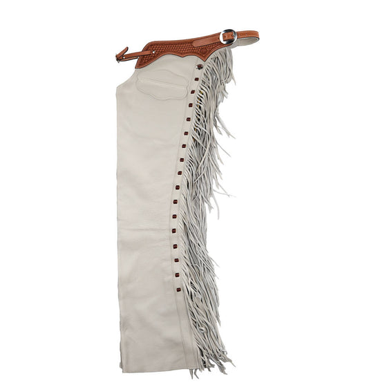 Nrs-K Bar J Leather Company Ivory Smoothout Borderline Chaps