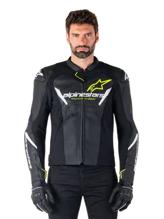 Alpinestars Faster V3 Airflow Leather Jacket – Black/White/Yellow Premium Motorcycle Gear