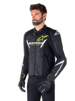 Alpinestars Faster V3 Airflow Leather Jacket – Black/White/Yellow Premium Motorcycle Gear