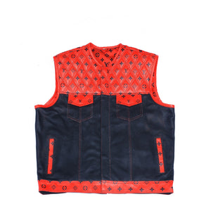 Lo*uis Vuit**n
 Red Leather Diamond Stitching with Black perforated Leather - LEATHER CHAPTER