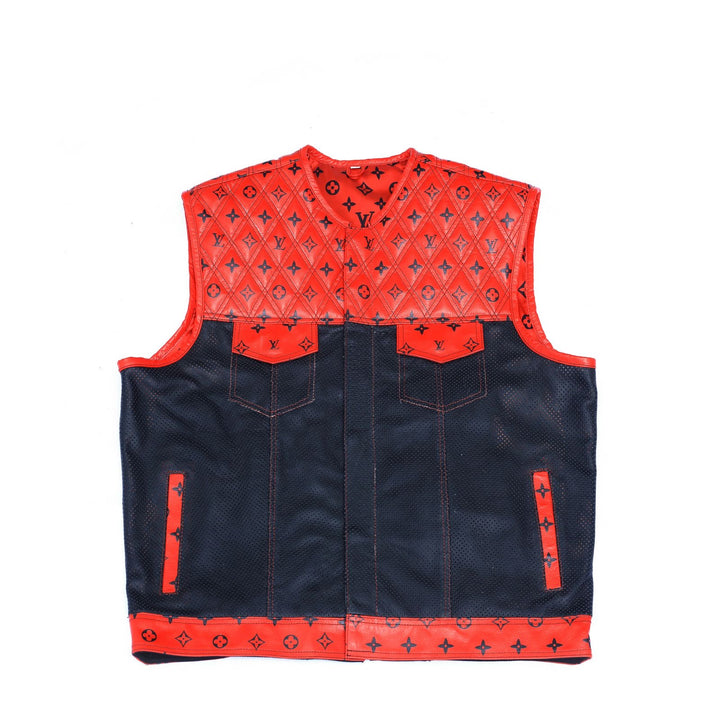 Lo*uis Vuit**n
 Red Leather Diamond Stitching with Black perforated Leather - LEATHER CHAPTER