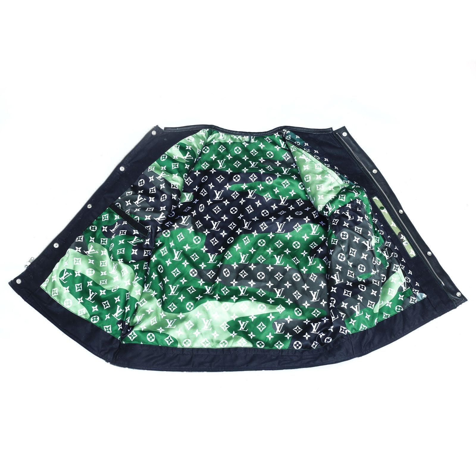 Lo*uis Vuit**n
 Camo & Black Perforated Leather Vest - LEATHER CHAPTER