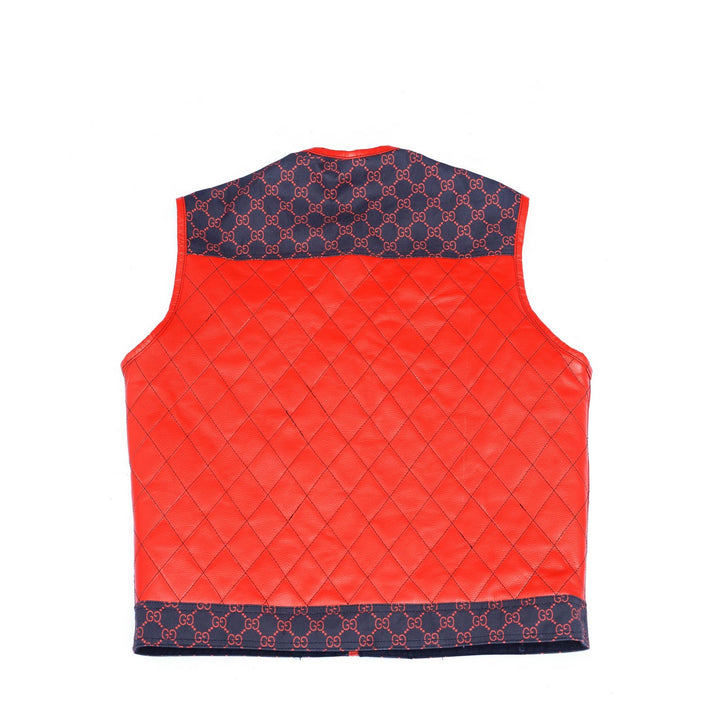 G*cci
 Canvas with Red Leather Diamond Stitching - LEATHER CHAPTER