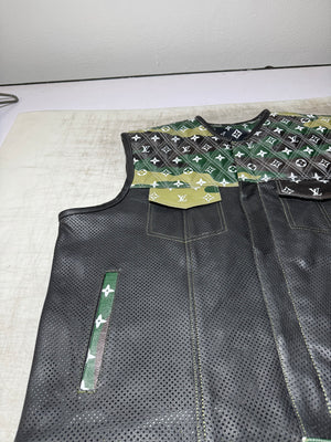 Lo*uis Vuit**n
 Camo & Black Perforated Leather Vest - LEATHER CHAPTER