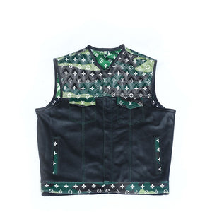 Lo*uis Vuit**n
 Camo & Black Perforated Leather Vest - LEATHER CHAPTER