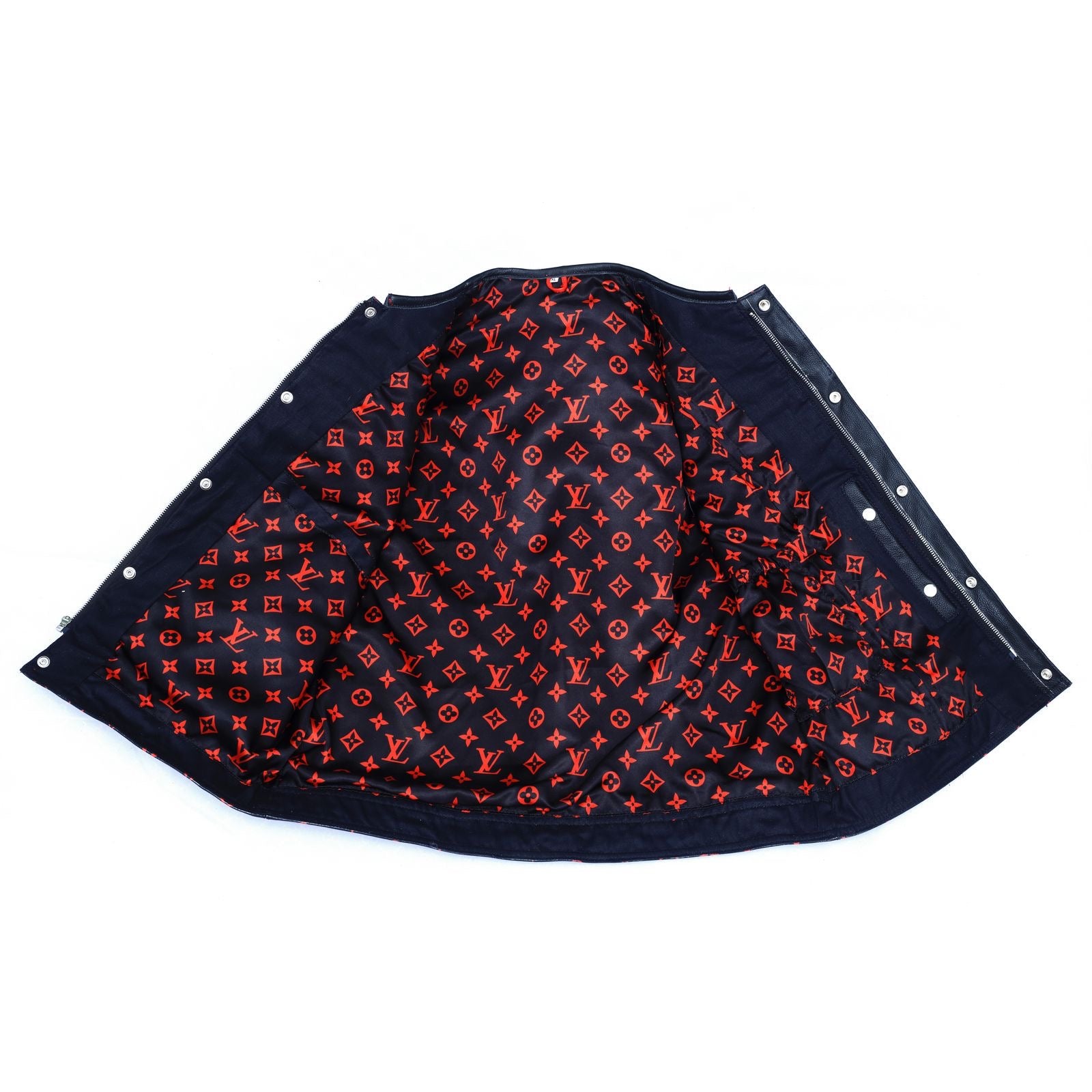 Lo*uis Vuit**n
 Red Leather Diamond Stitching with Black perforated Leather - LEATHER CHAPTER