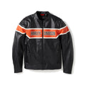 Harley Davidson Black & Orange Genuine Leather Biker Jacket