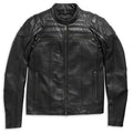 Harley-Davidson Men's Black Leather Biker Jacket - Quilted Shoulders & Sleek Minimalist Design