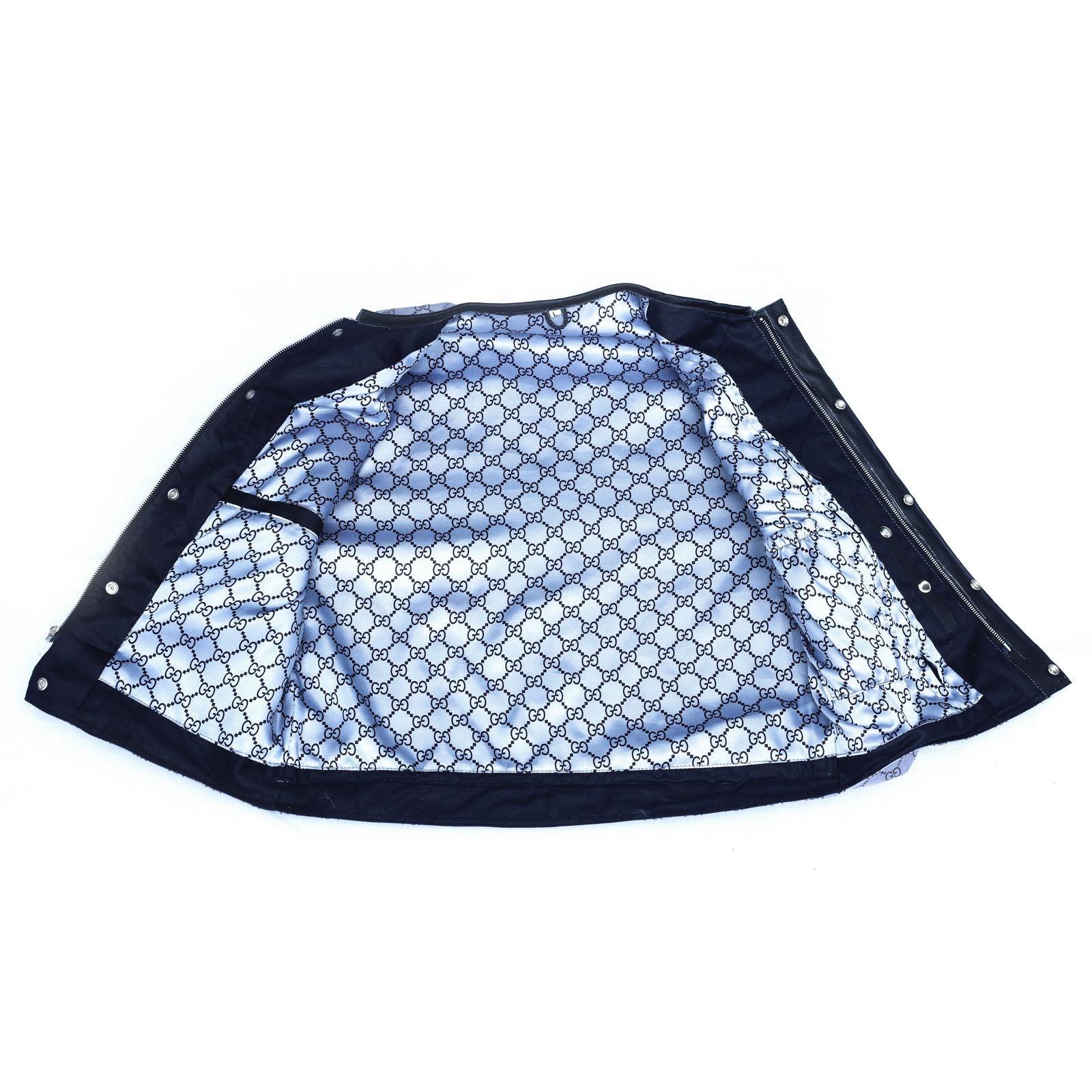 G*cci Canvas with Black Diamond Stitching - LEATHER CHAPTER