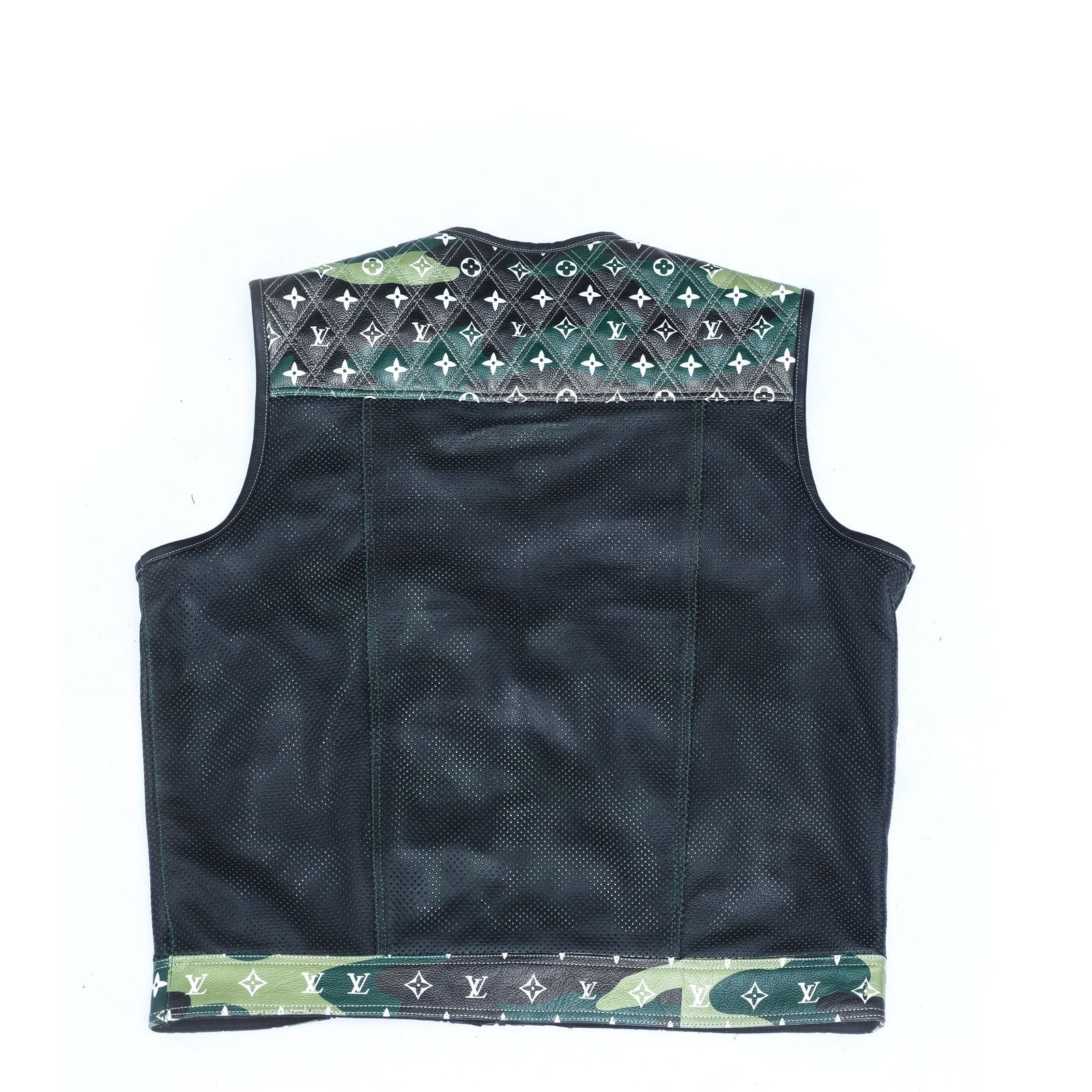 Lo*uis Vuit**n
 Camo & Black Perforated Leather Vest - LEATHER CHAPTER