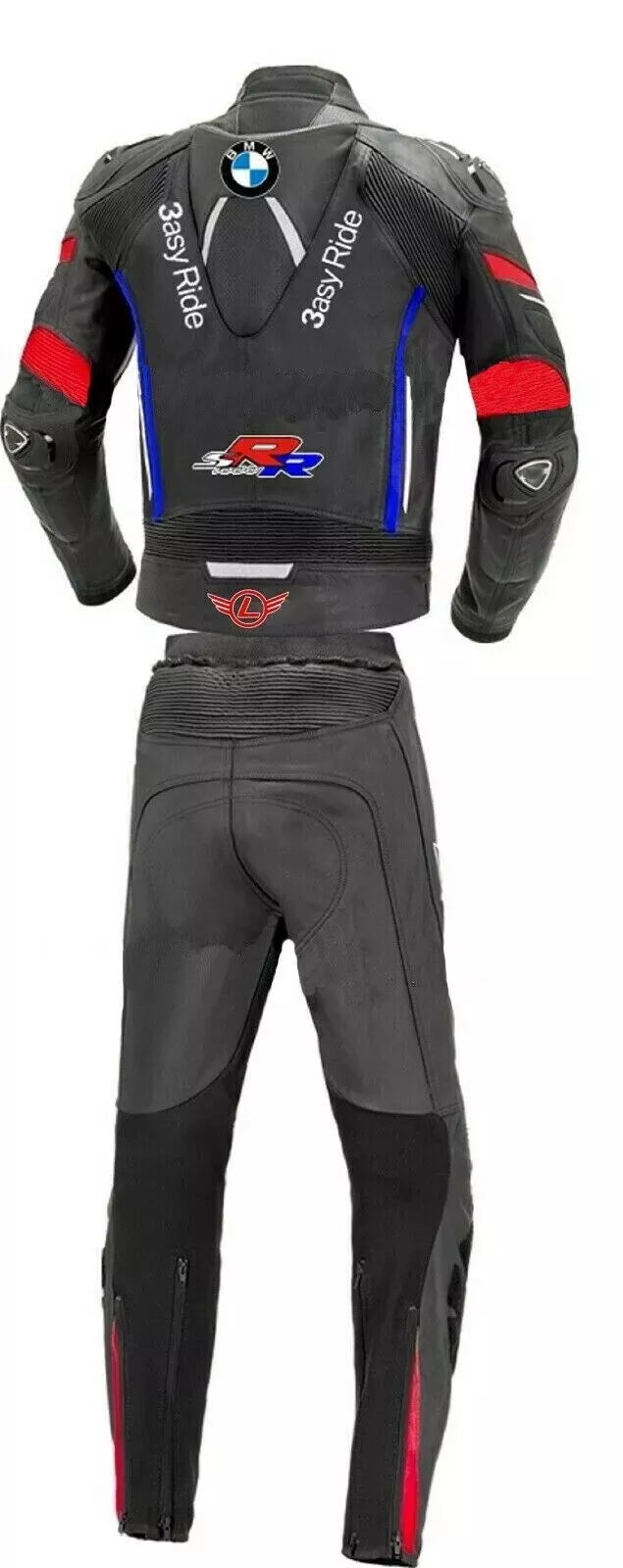 BMW Black Motorcycle Racing 2 Piece Genuine Cowhide Leather Suit