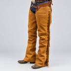 Leather Chap Golden Brown Suede Fringes Style Braided Chap Western Cowboy Chap Horse Riding Chap Rodeo Chap Gifts For Men , Gifts For Cowboy