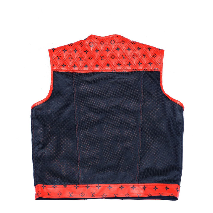 Lo*uis Vuit**n
 Red Leather Diamond Stitching with Black perforated Leather - LEATHER CHAPTER