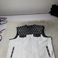 LO*UIS VUIT**N WHITE LEATHER DIAMOND STITCHING WITH BLACK PERFORATED LEATHER - LEATHER CHAPTER