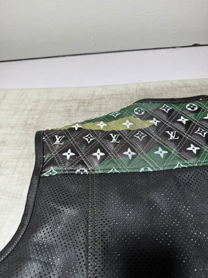 Lo*uis Vuit**n
 Camo & Black Perforated Leather Vest - LEATHER CHAPTER