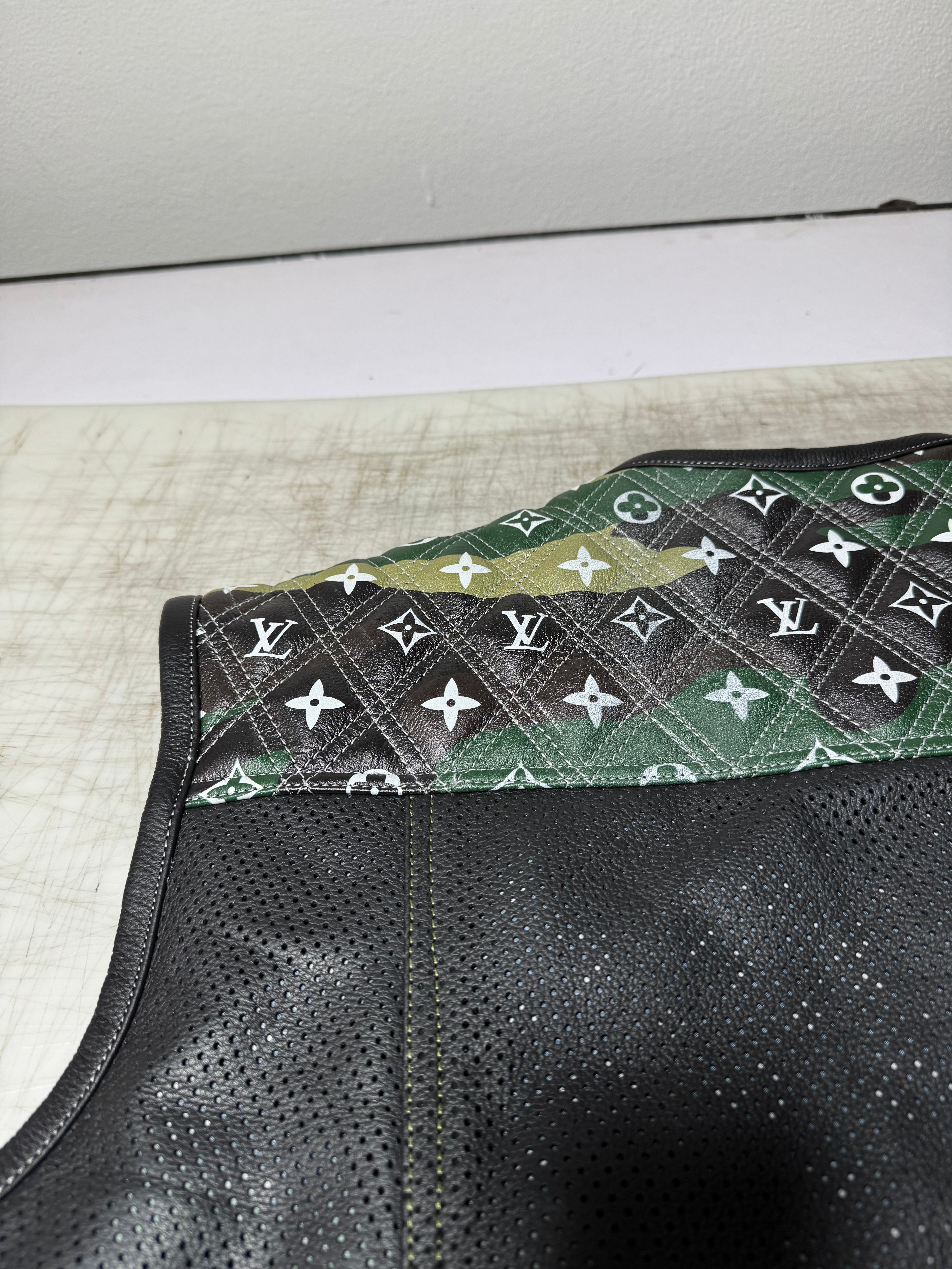 Lo*uis Vuit**n
 Camo & Black Perforated Leather Vest - LEATHER CHAPTER