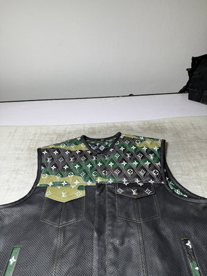 Lo*uis Vuit**n
 Camo & Black Perforated Leather Vest - LEATHER CHAPTER