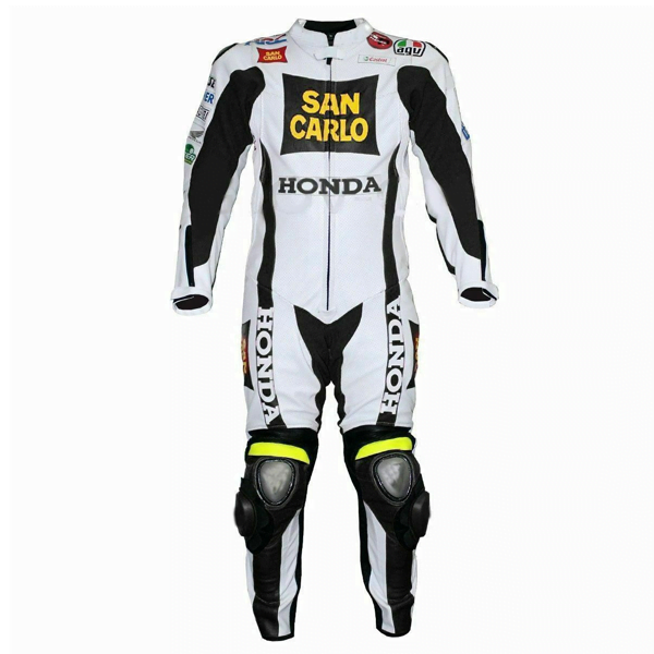 Honda Racing SAN CARLO Motorcycle Riding Gear Genuine Cowhide Leather Suit