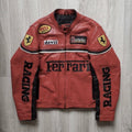 Vintage Ferrari Racing Leather Jacket – 100% Cowhide | Men's Motorsport Style - LEATHER CHAPTER