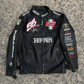 Black Ferrari Racing Leather Jacket – Vintage F1 Style - LEATHER CHAPTER