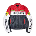 Ferrari Racing Red, Black & White Leather Biker Jacket