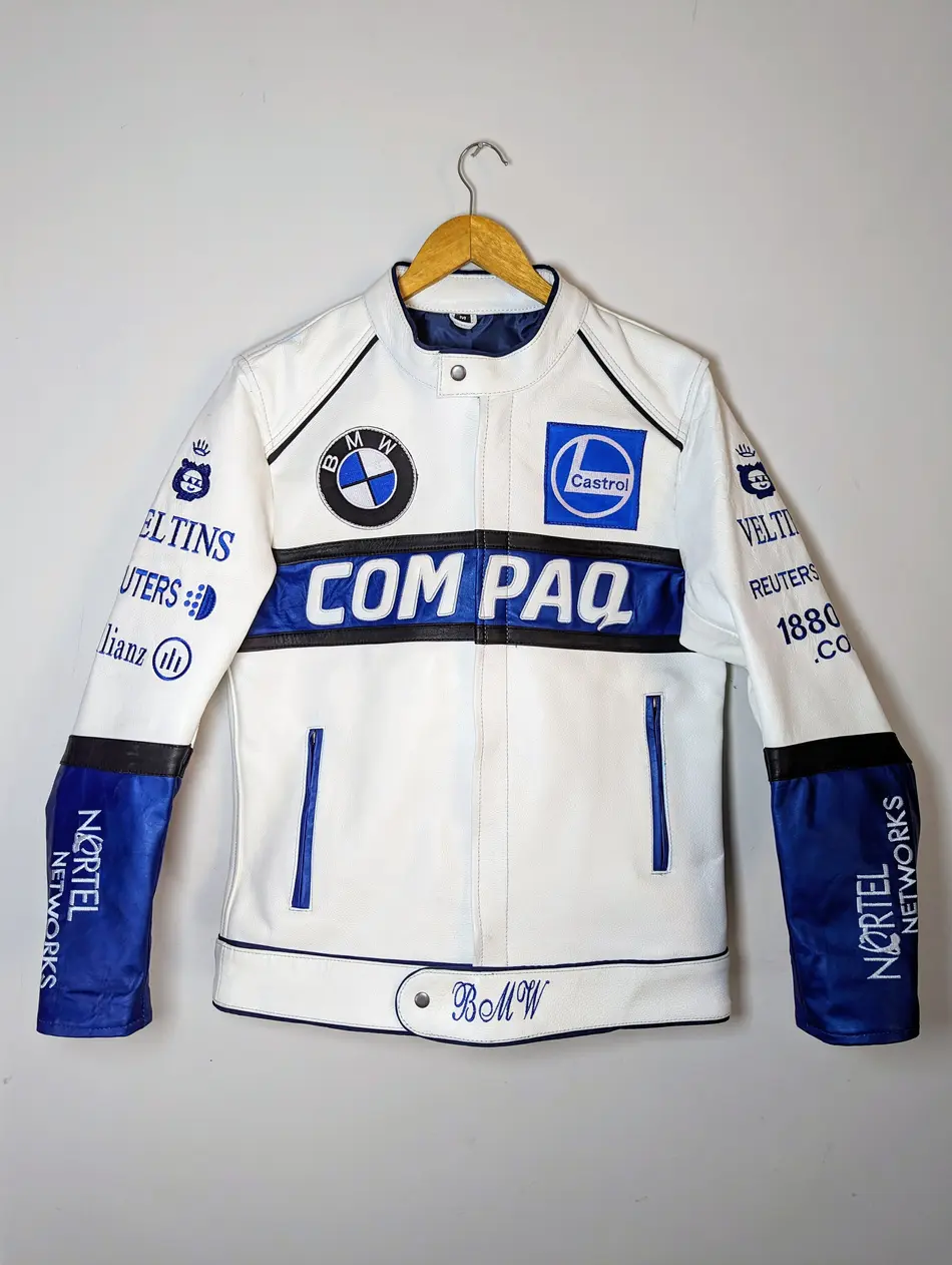 BMW Compaq Racing Leather Jacket – Real Leather Motorsport Jacket - Casual Streetwear
