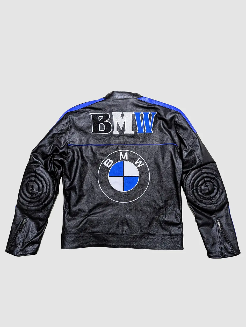 BMW Black & Blue Leather Motorcycle Racing Jacket – Premium Cowhide Biker Gear