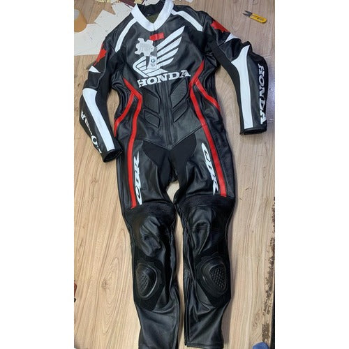 Honda Racing Leather Motorcycle Riding Gear Cowhide Leather Biker Suit