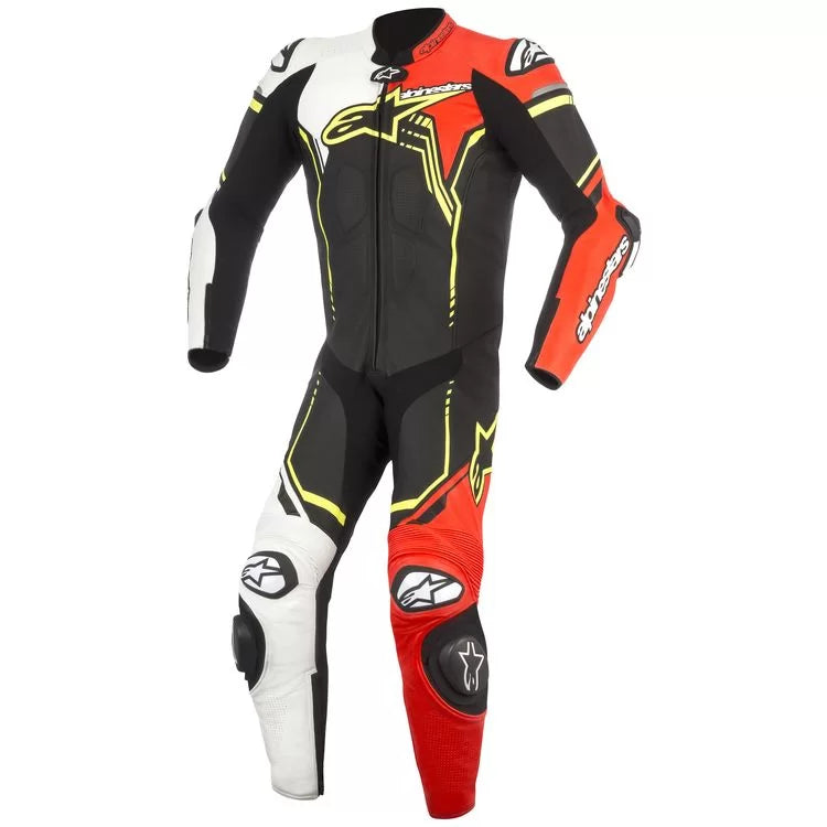 Alpinestars GP Plus V2 Race Suit – Black/White/Fluo Red/Fluo Yellow