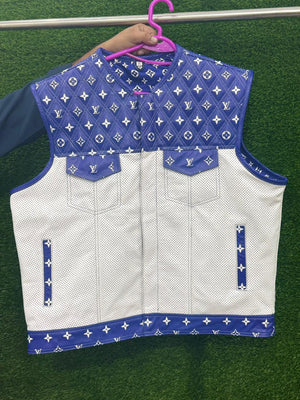Lo*uis Vuit**n Premium Branded perforated Leather Biker Vest - LEATHER CHAPTER