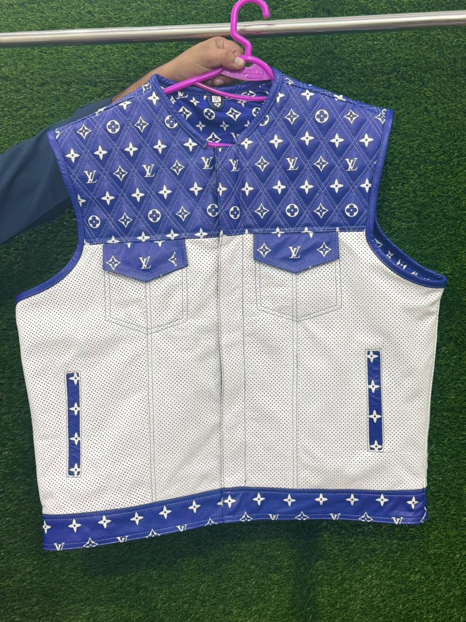 Lo*uis Vuit**n Premium Branded perforated Leather Biker Vest - LEATHER CHAPTER