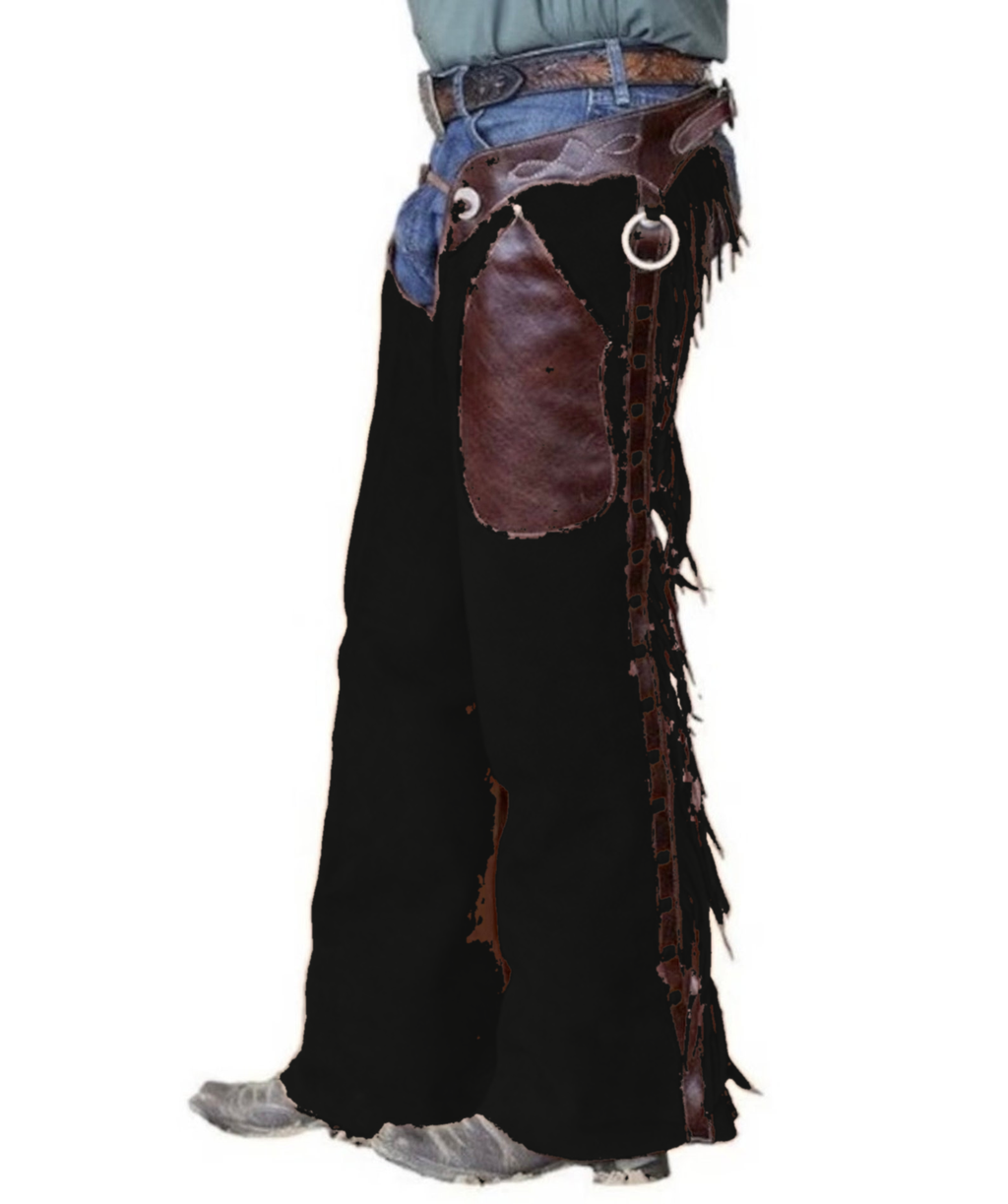 Leather Chap Brown Suede Fringes Style Braided Chap Western Cowboy Chap Horse Riding Chap Gifts For Men , Gifts For Cowboy