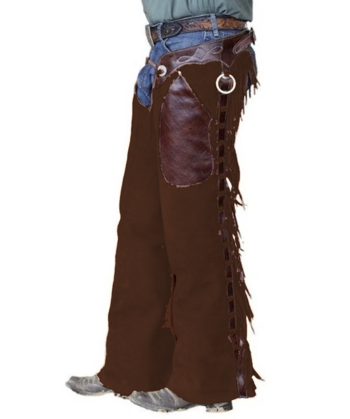 Leather Chap Brown Suede Fringes Style Braided Chap Western Cowboy Chap Horse Riding Chap Gifts For Men , Gifts For Cowboy