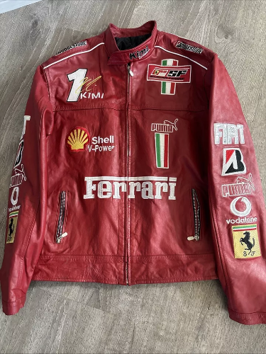 Ferrari F1 Racing Red Motorcycle Riding Gear – Cowhide Leather Biker Jacket - LEATHER CHAPTER
