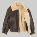 Men's Brown Shearling Fur Leather Jacket, B3 Bomber RAF Style Jacket, Real Sheepskin Leather Jacket, Aviator Leather Jacket, Gift For Him - LEATHER CHAPTER