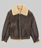 Men's Brown Shearling Fur Leather Jacket, B3 Bomber RAF Style Jacket, Real Sheepskin Leather Jacket, Aviator Leather Jacket, Gift For Him - LEATHER CHAPTER