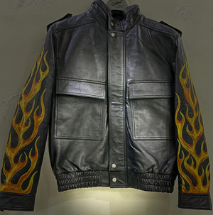 Leather Jackets, Mens Jacket, Motorbike Leather Mens Jacket, Biker Printed Jacket, Sheep Leather Original Leather Jacket, Coat - LEATHER CHAPTER