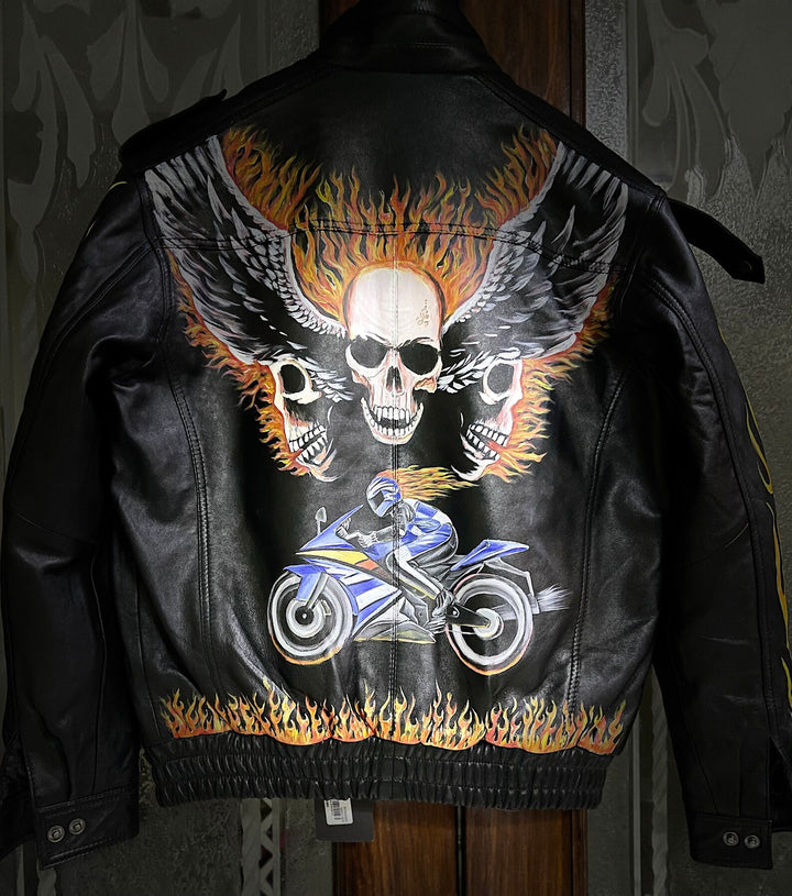 Leather Jackets, Mens Jacket, Motorbike Leather Mens Jacket, Biker Printed Jacket, Sheep Leather Original Leather Jacket, Coat2 - LEATHER CHAPTER