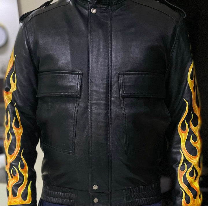 Leather Jackets, Mens Jacket, Motorbike Leather Mens Jacket, Biker Printed Jacket, Sheep Leather Original Leather Jacket, Coat - LEATHER CHAPTER