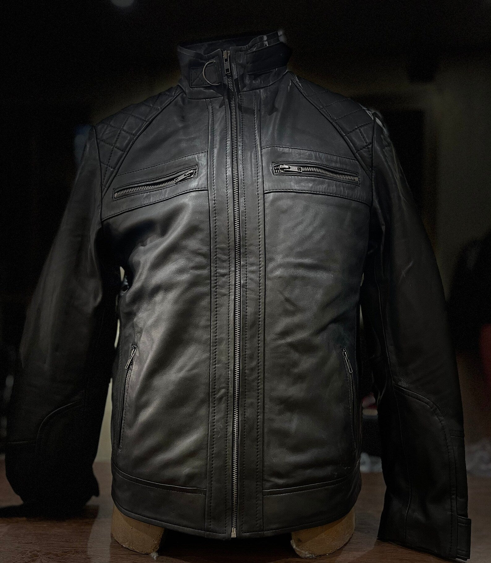 Leather Jackets, Mens Jacket, Motorbike Leather Mens Jacket, Biker Printed Jacket, Sheep Leather Original Leather Jacket, Coat Large Size1 - LEATHER CHAPTER