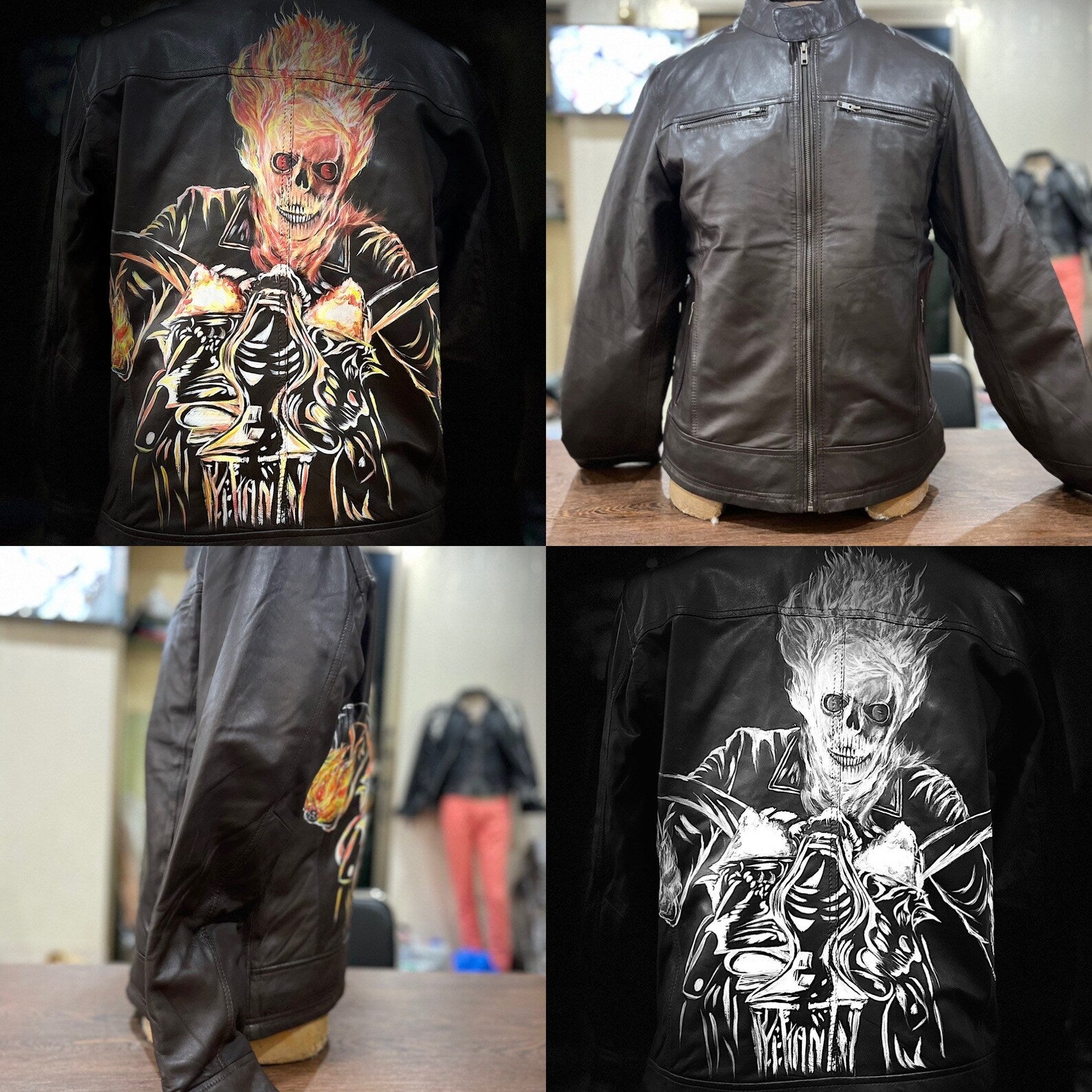 Leather Jackets, Mens Jacket, Motorbike Leather Mens Jacket, Biker Printed Jacket, Sheep Leather Original Leather Jacket, Coat Large Size - LEATHER CHAPTER