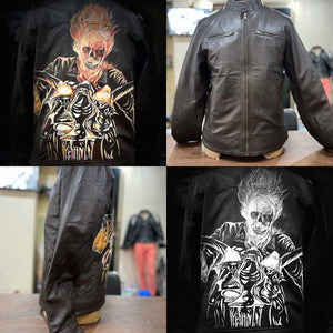 Leather Jackets, Mens Jacket, Motorbike Leather Mens Jacket, Biker Printed Jacket, Sheep Leather Original Leather Jacket, Coat Large Size - LEATHER CHAPTER