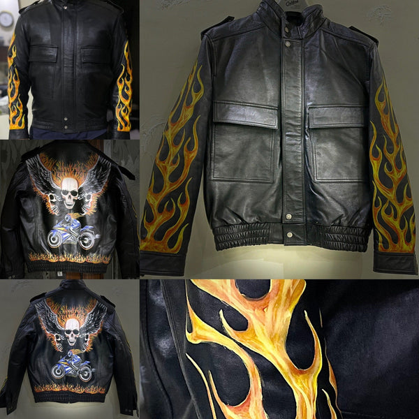 Leather Jackets, Mens Jacket, Motorbike Leather Mens Jacket, Biker Printed Jacket, Sheep Leather Original Leather Jacket, Coat - LEATHER CHAPTER