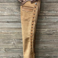 Handmade Cowboy Buck Skin Suede Leather Pant - Rodeo Chap Mountain Men Western Beige Suede Chap , Gifts for Men , Gifts For Women - LEATHER CHAPTER