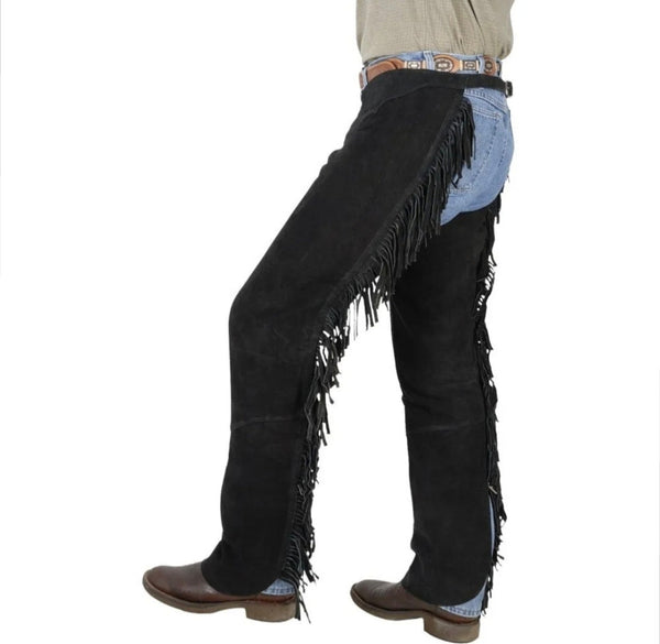 Handmade Native American Leather Chap Black Suede Fringes Style Pant Chap Western Cowboy Chap Rodeo Chap Horse Riding Chap Gifts For Men - LEATHER CHAPTER