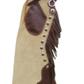 Leather Chap Beige Suede Fringes Style Braided Chap Western Cowboy Chap Mountain Men Rodeo pant Chap, Horse Gifts For Men , Gifts For Cowboy - LEATHER CHAPTER
