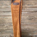 Leather Chap Tan Brown Suede Western Cowboy Chap Horse Riding Chap Native Rodeo Pant Mountain Men Chap Gifts For Men , Gifts For Cowboy - LEATHER CHAPTER