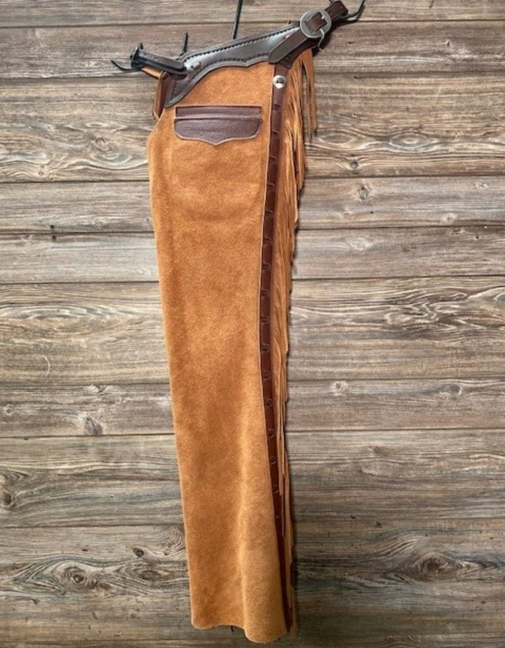 Leather Chap Tan Brown Suede Western Cowboy Chap Horse Riding Chap Native Rodeo Pant Mountain Men Chap Gifts For Men , Gifts For Cowboy - LEATHER CHAPTER